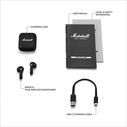 Marshall Minor Iv Wireless in Ear Earbuds with 30+ Hours of Playtime, Water-Resistant, Wireless Charging