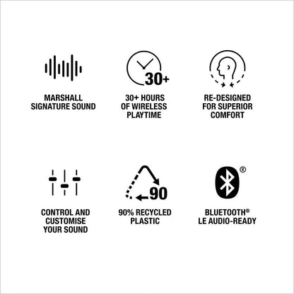 Marshall Minor Iv Wireless in Ear Earbuds with 30+ Hours of Playtime, Water-Resistant, Wireless Charging